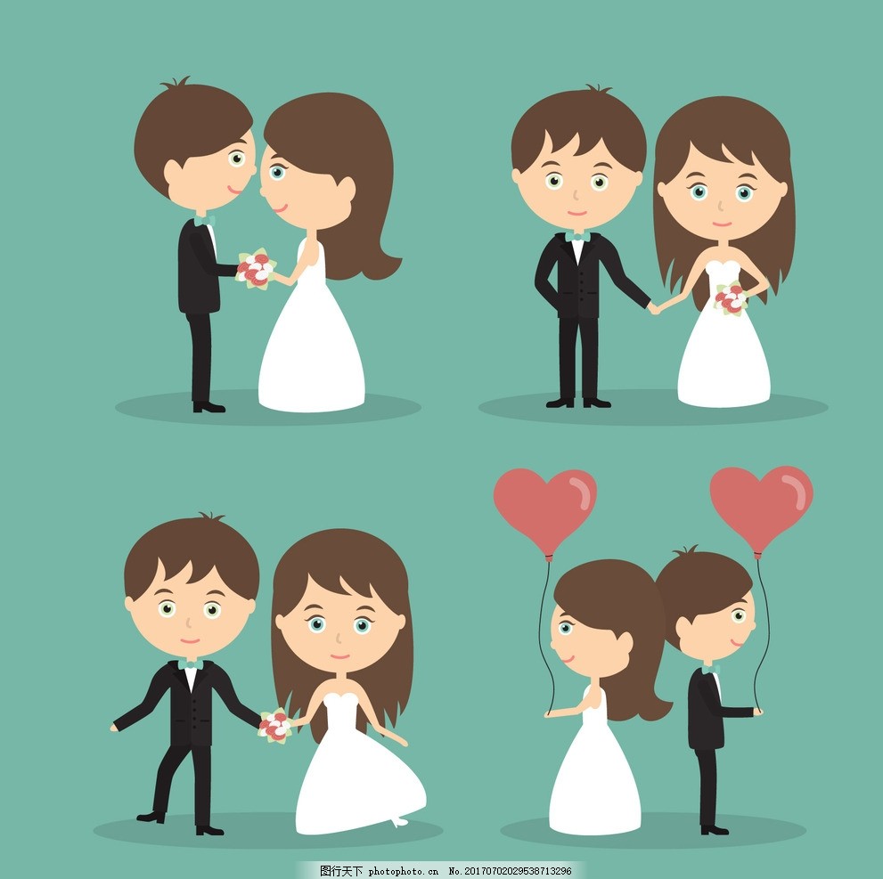 结婚卡通人物图片