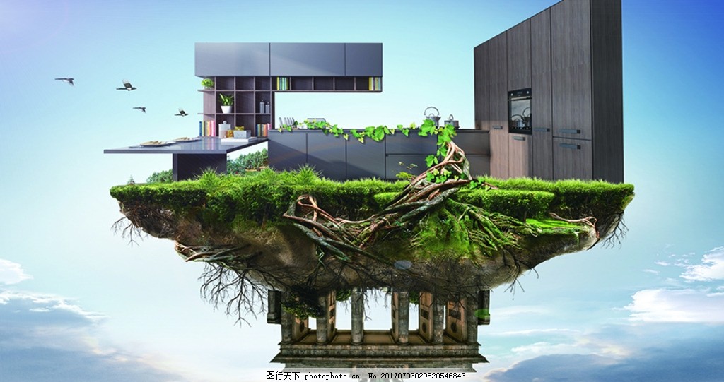 创意设计,橱柜 德国 绿色 抽象 微景观 高清 背景
