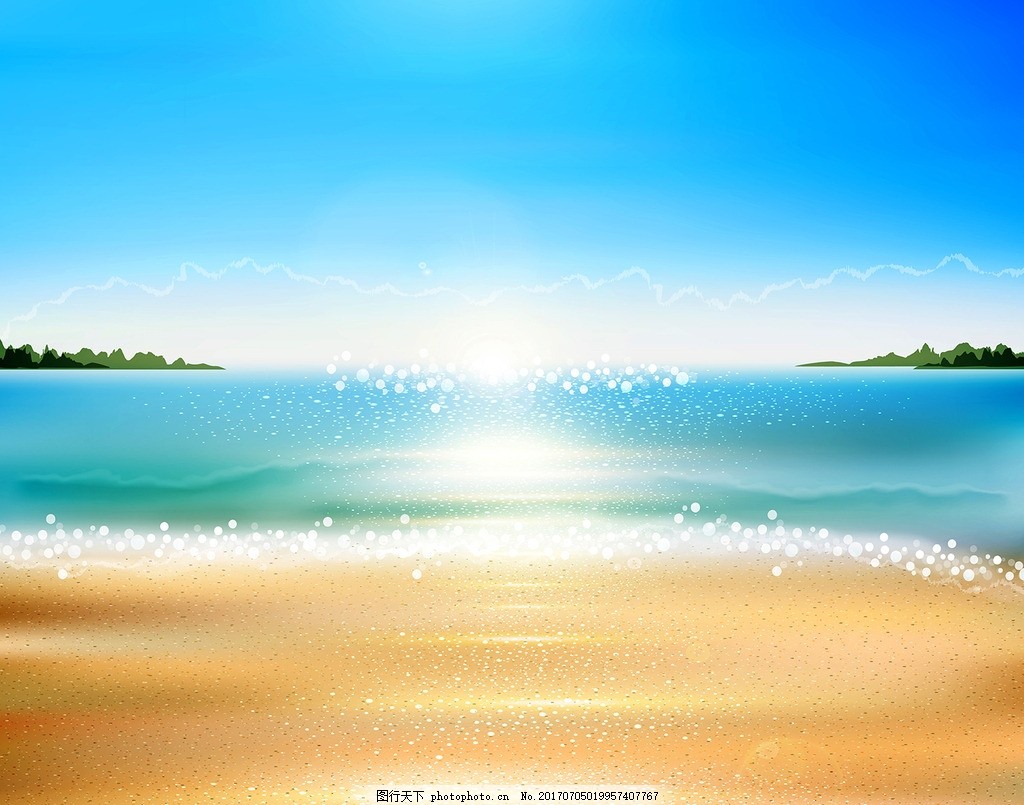 阳光海滩 蓝天 白云 夏日 沙滩 海滩 海洋 地平线 阳光 夏天 风景