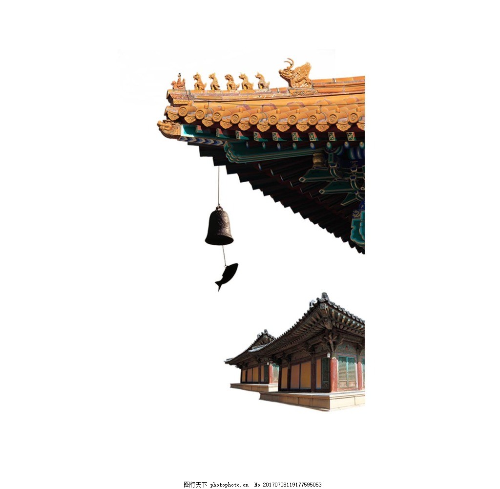 中国风房屋屋檐png元素,建筑素材 复古 古建筑-图行天下图库