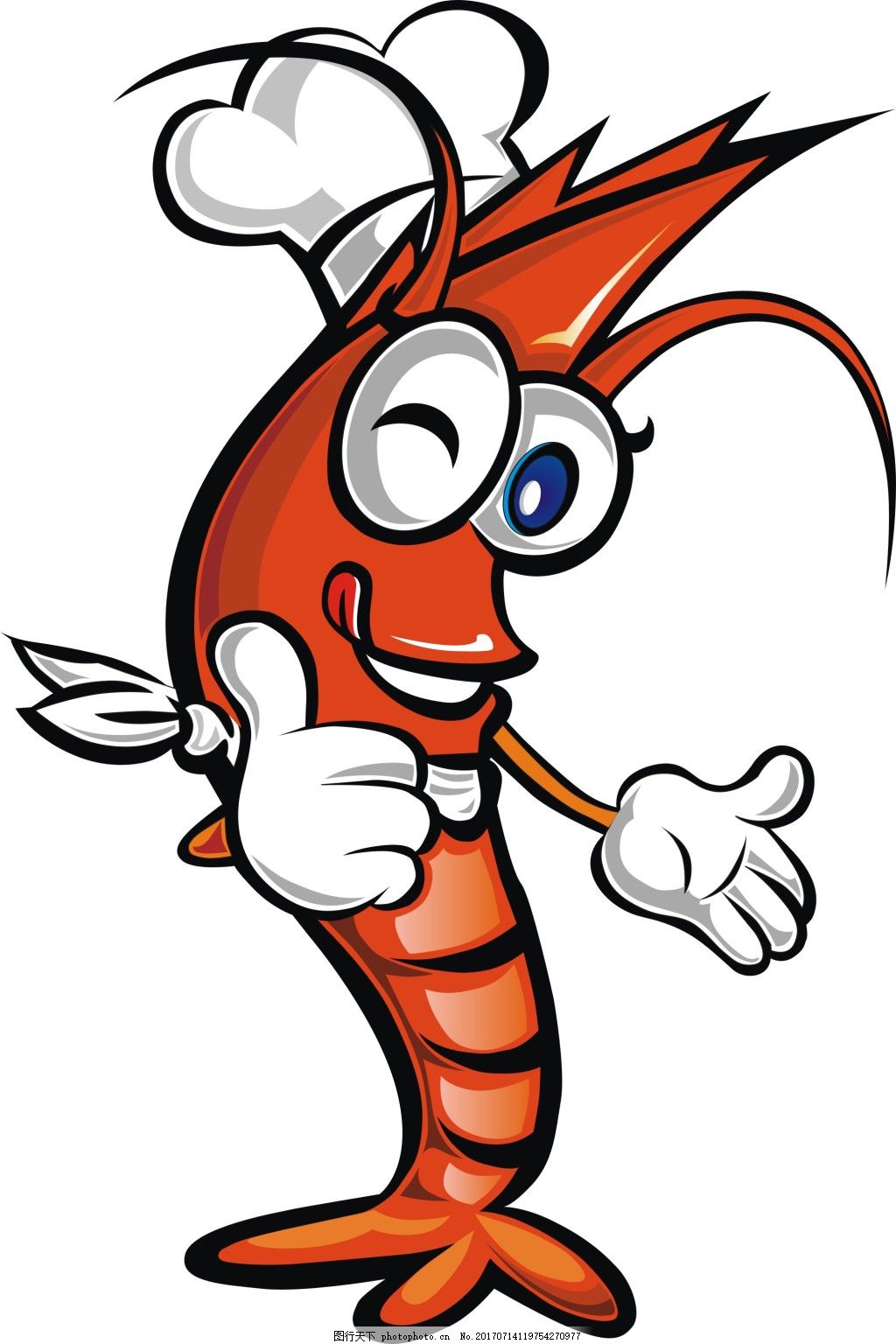 小龙虾,麻辣小龙虾 厨师龙虾 矢量图 动物形象-