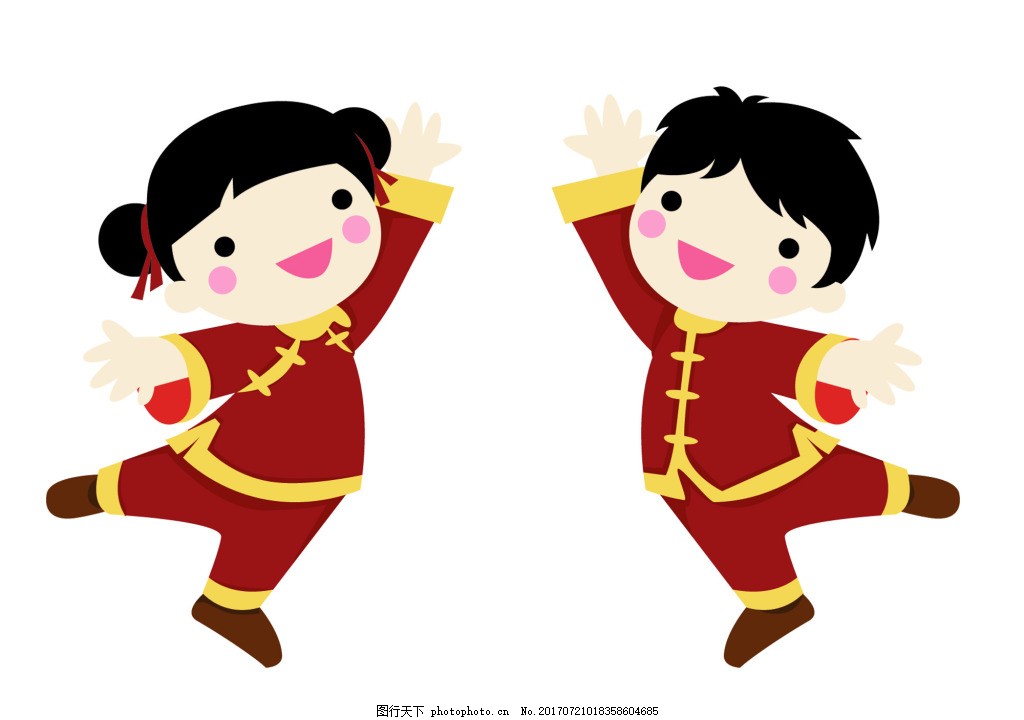 卡通中国娃娃矢量设计素材图片_动漫人物_动漫卡通_图行天下图库