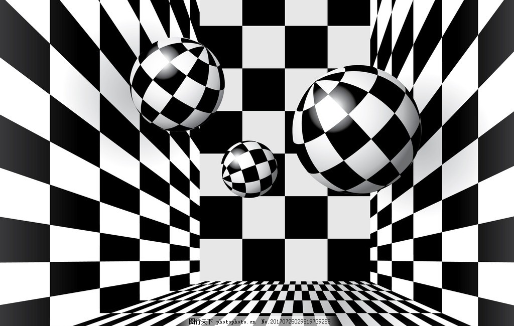 3D黑白格子图片_设计案例_广告设计_图行天下图库