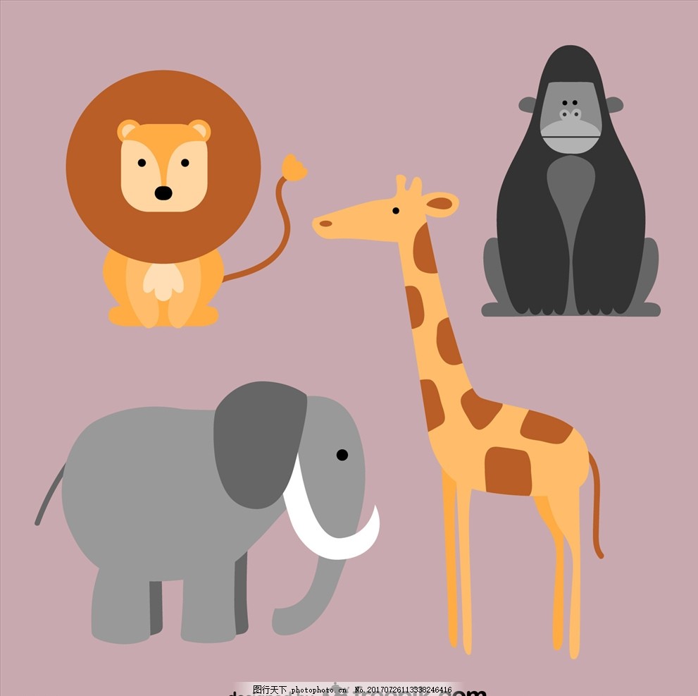 卡通可爱矢量长颈鹿,卡通长颈鹿 动物插画 儿童