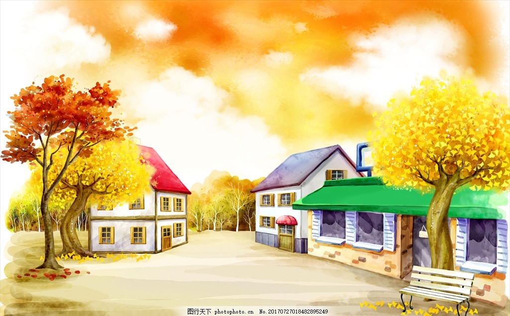 黑色碳素笔手绘风景画