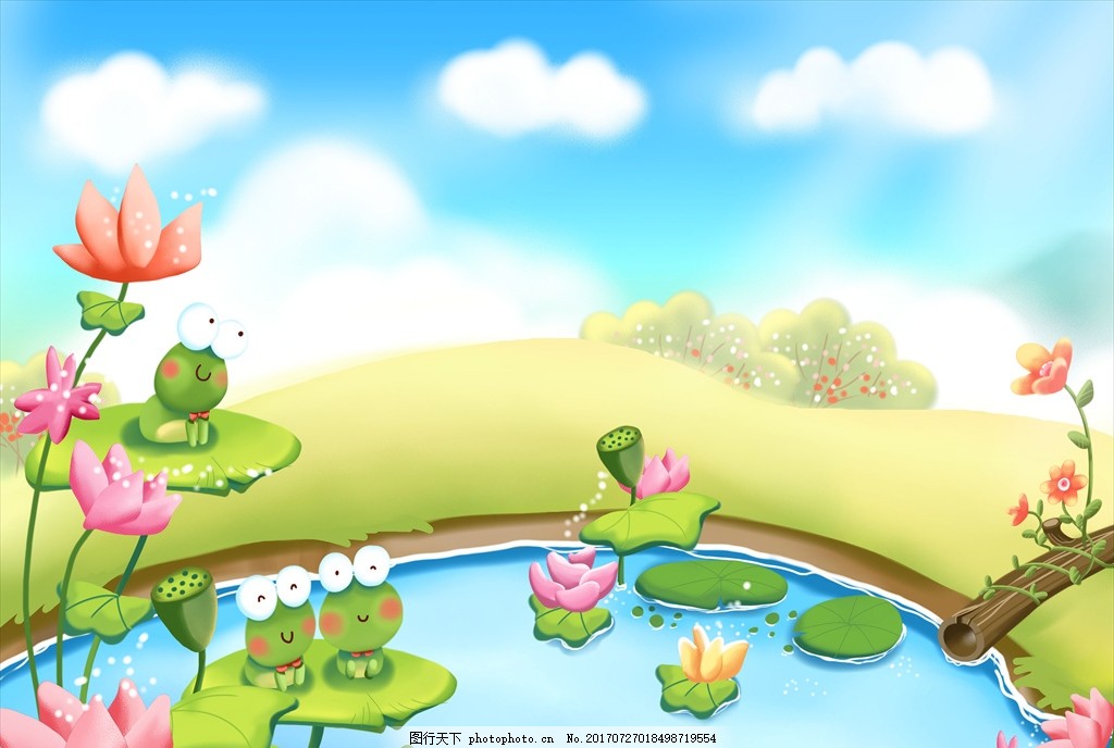 卡通莲花图片_风景漫画_动漫卡通_图行天下图库