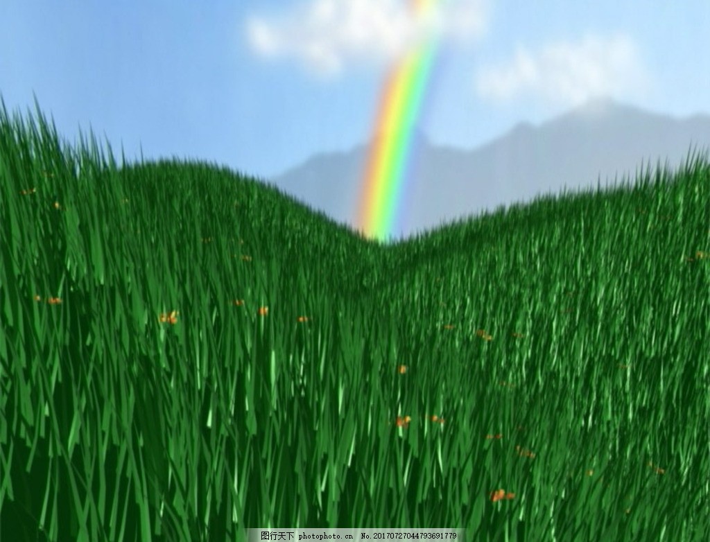 草地航拍,草原 彩虹 平原 影视视频 多媒体-图行