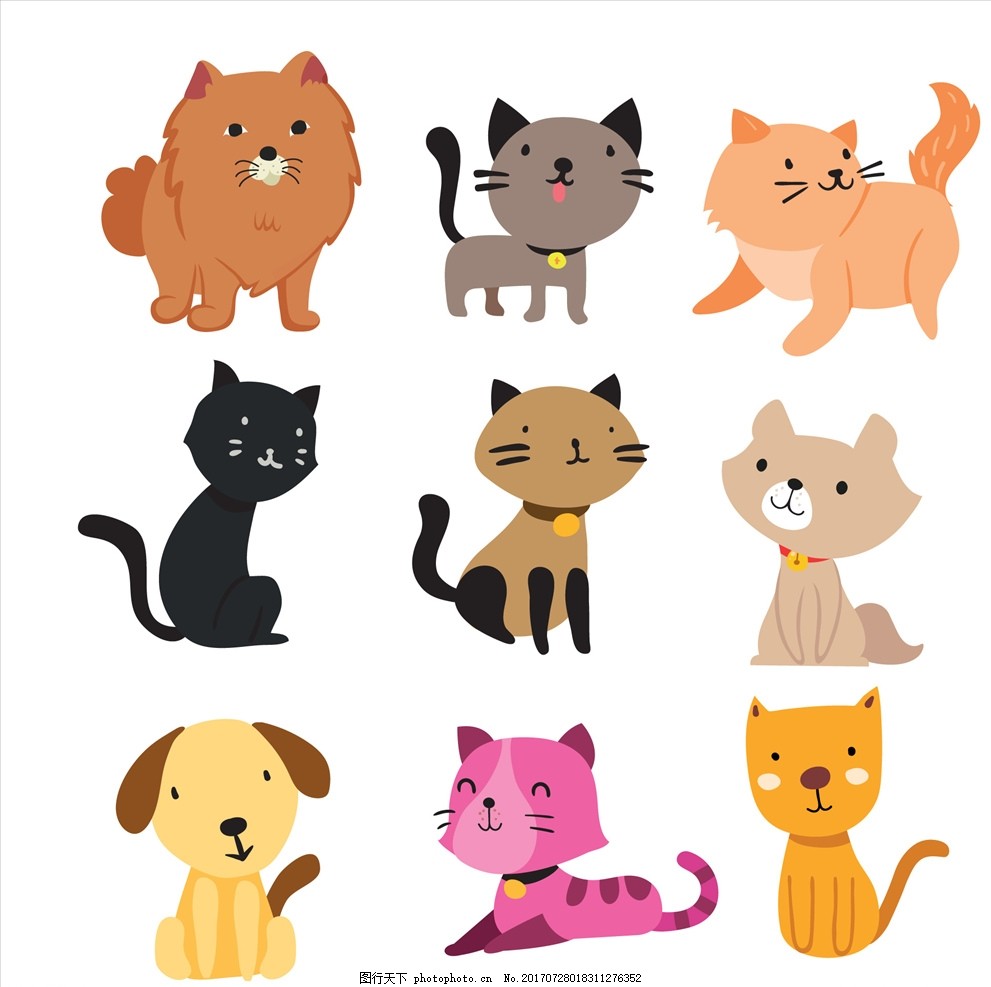 矢量图 卡通漫画 q版动物 猫 喵喵 可爱猫 可爱的猫 猫儿 小猫 猫素材