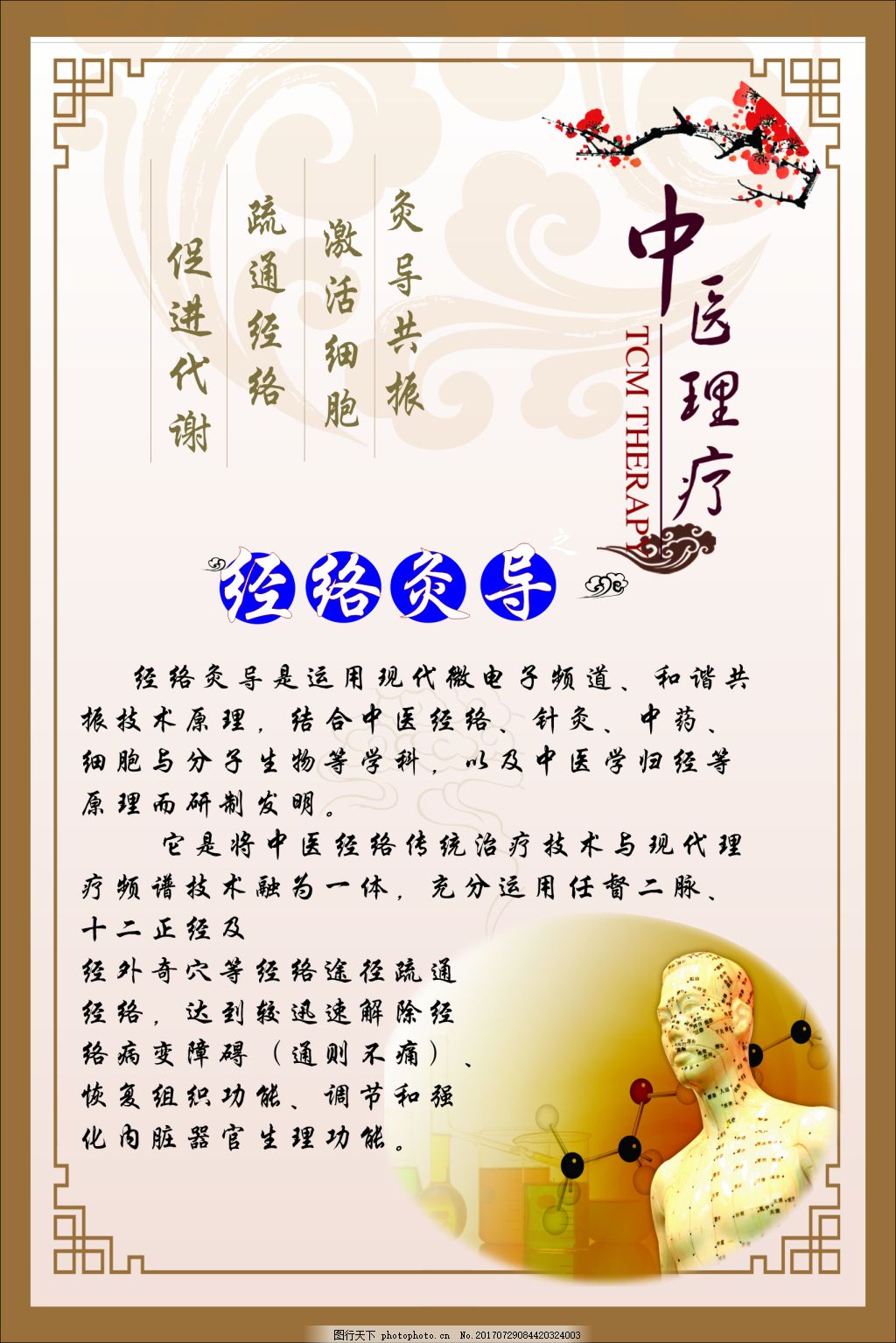 经络理疗展板,中医理疗 蓝色疗法 健康养生 中国
