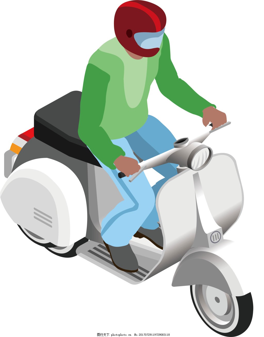 卡通摩托车骑士png免扣元素,骑摩托车 透明-图