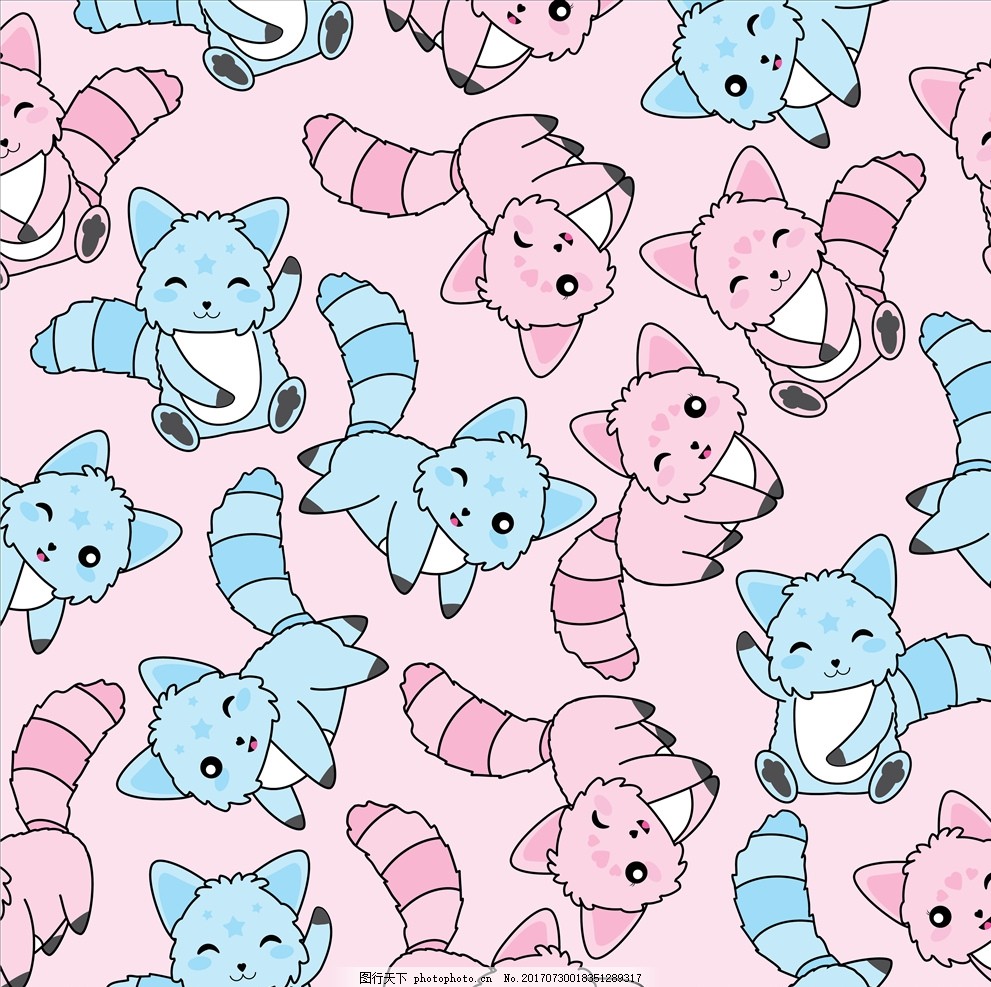 可爱卡通小动物儿童满月卡片矢量设计素材 - ps饭团网