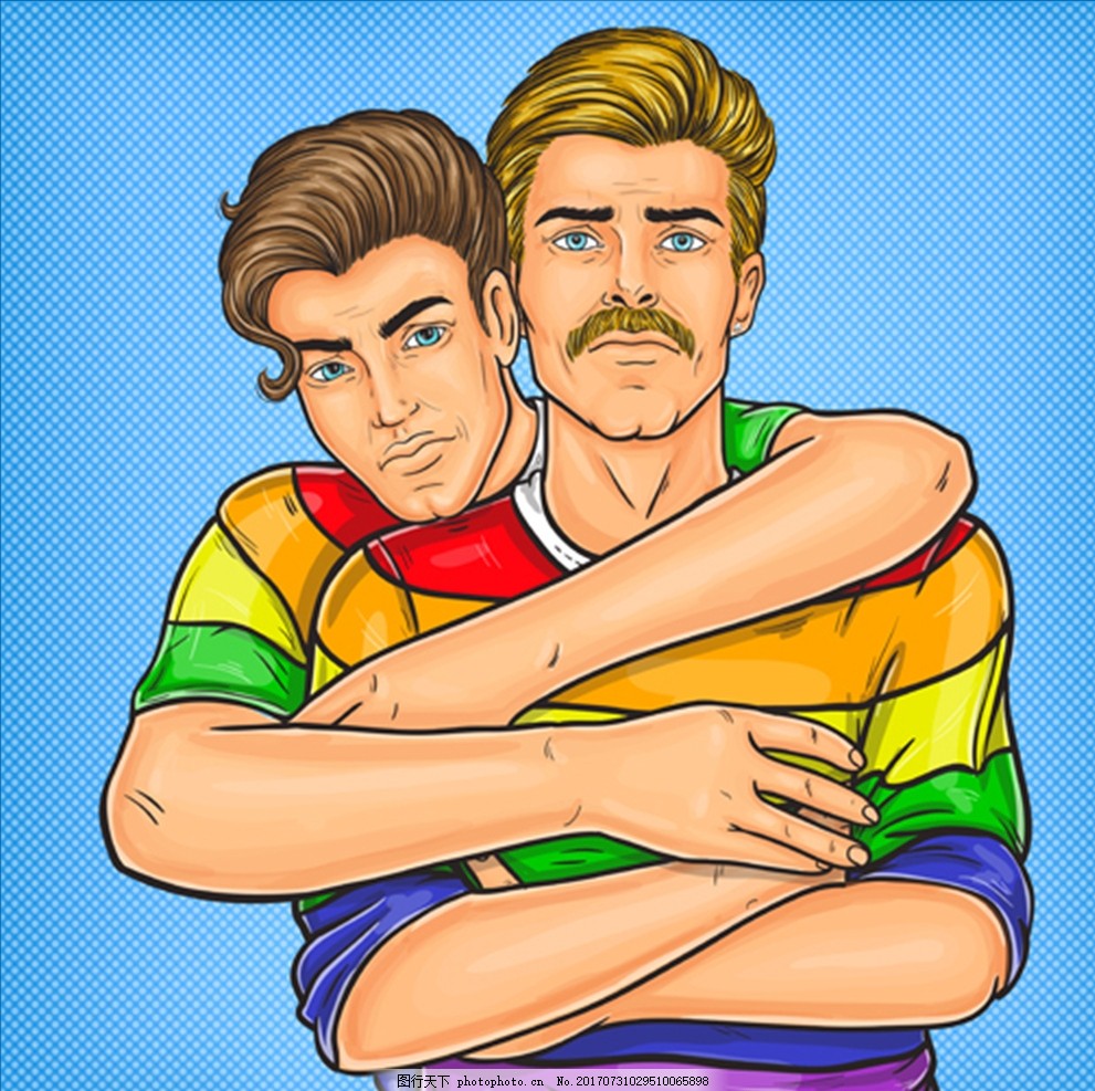 手绘男同性恋插图,自豪日 双性恋 男男 女女 出