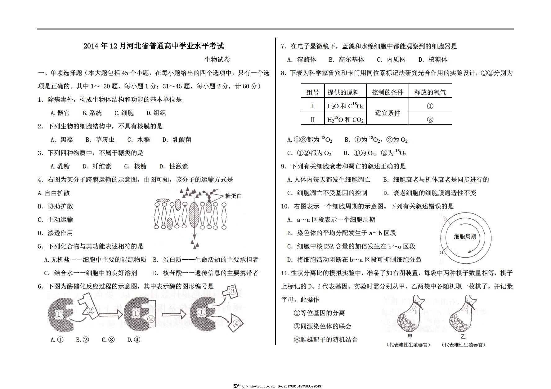 12月河北省普通高中学业水平考试试卷