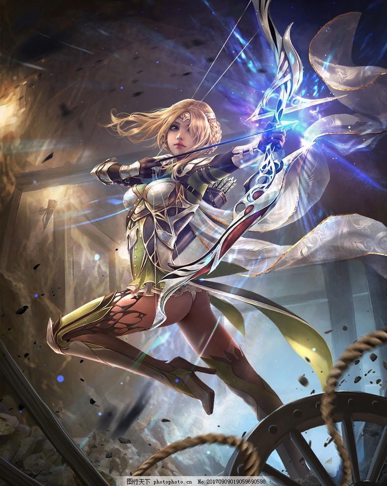 网络游戏女射手形象同人手绘