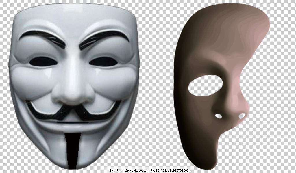 黑白鬼面具免抠png透明图层素材图片