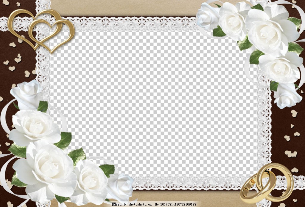 白玫瑰婚礼边框免抠png透明图层素材
