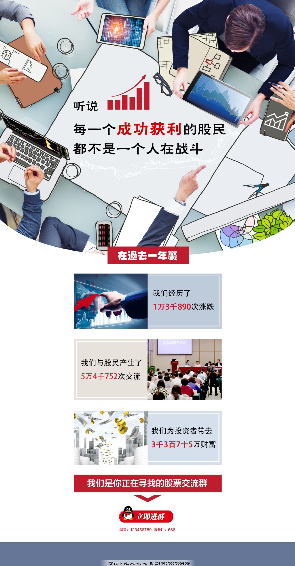股市团队合作海报,股票,股市,涨停,金融,加群,推广,专题页,收益