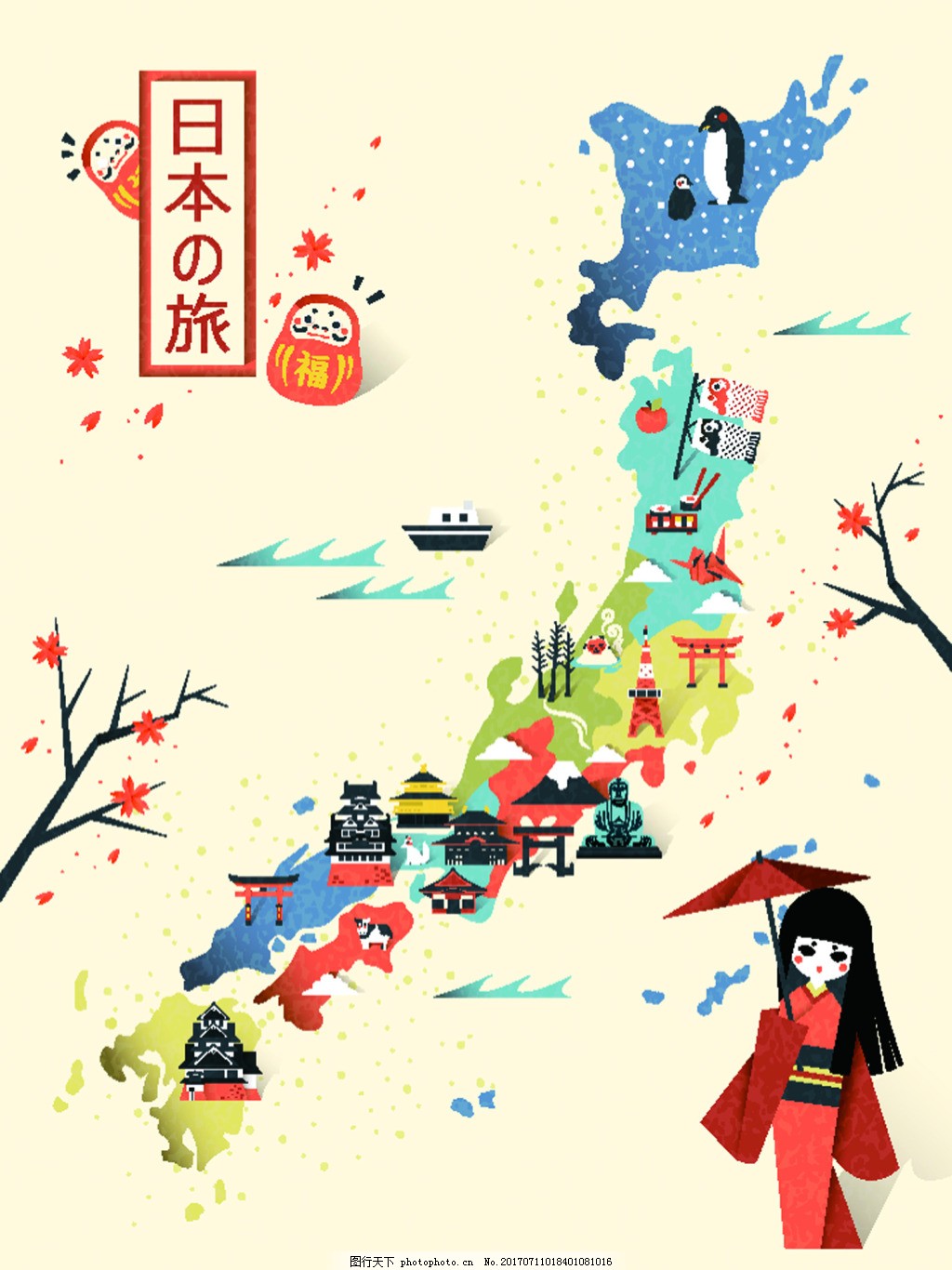 日本建筑手绘地图 旅游导览地图|插画|商业插画|ZZDXTT - 原创作品 - 站酷 (ZCOOL)