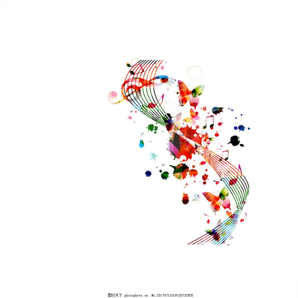 水彩音符五线谱矢量素材图片 舞蹈音乐 文化艺术 图行天下素材网