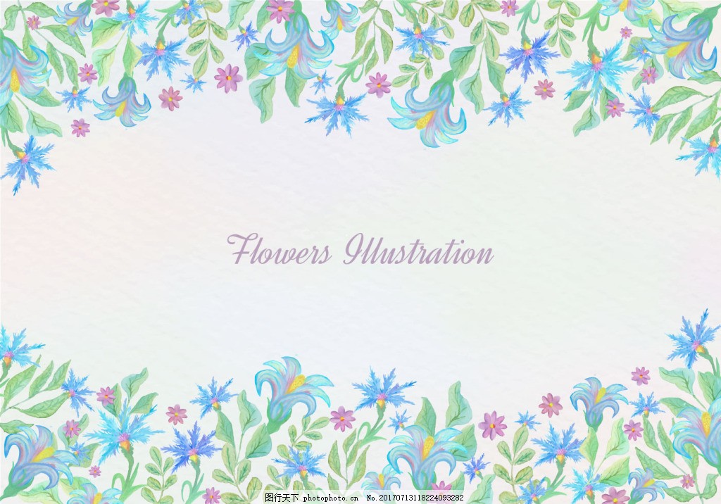 蓝色小清新水彩花卉花朵背景素材图片 广告背景 底纹边框 图行天下素材网