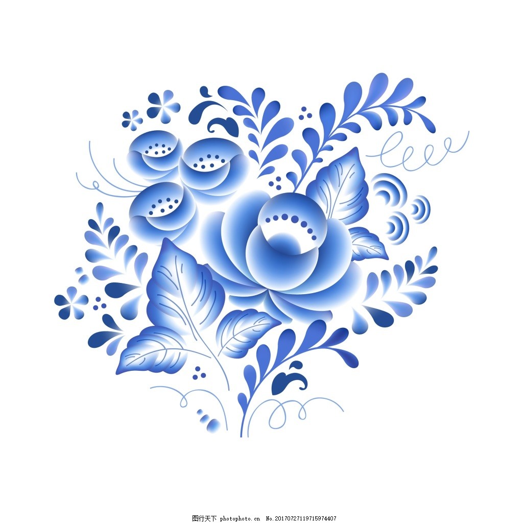 青花瓷中国风典雅花素材图片 装饰图案 设计元素 图行天下素材网