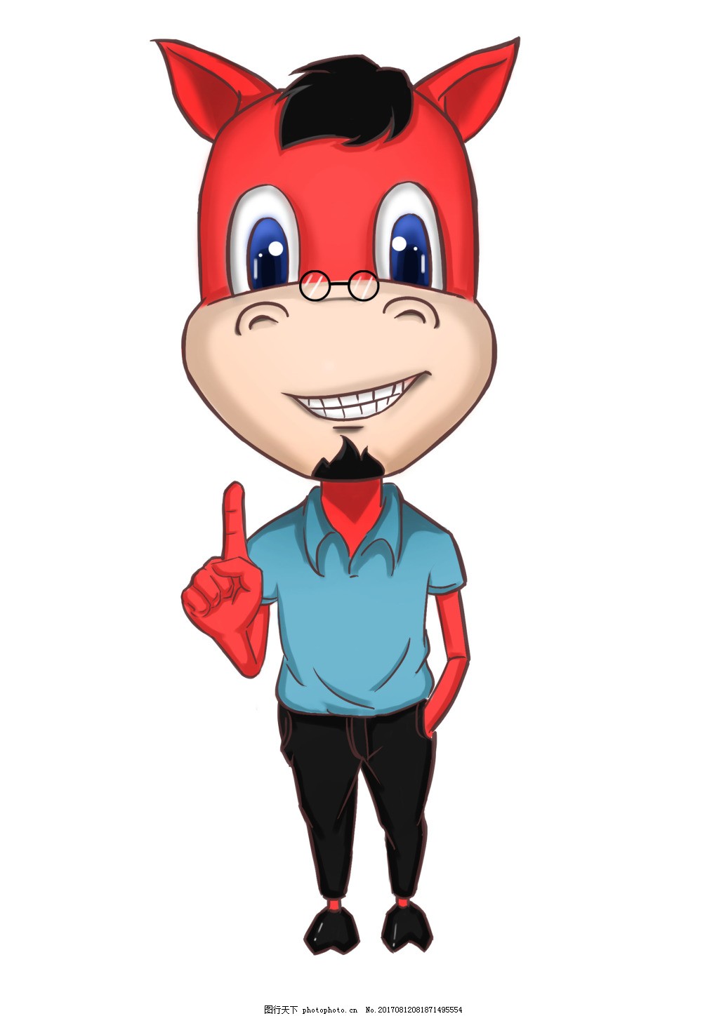 小马哥插画,插画,马,动物,卡通