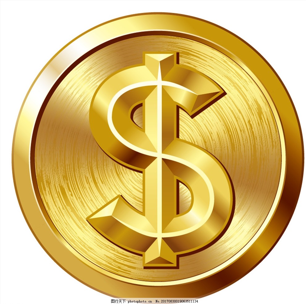 金色立体圆形美金符号矢量素材图片_移门图案_背景底纹-图行天下素材网