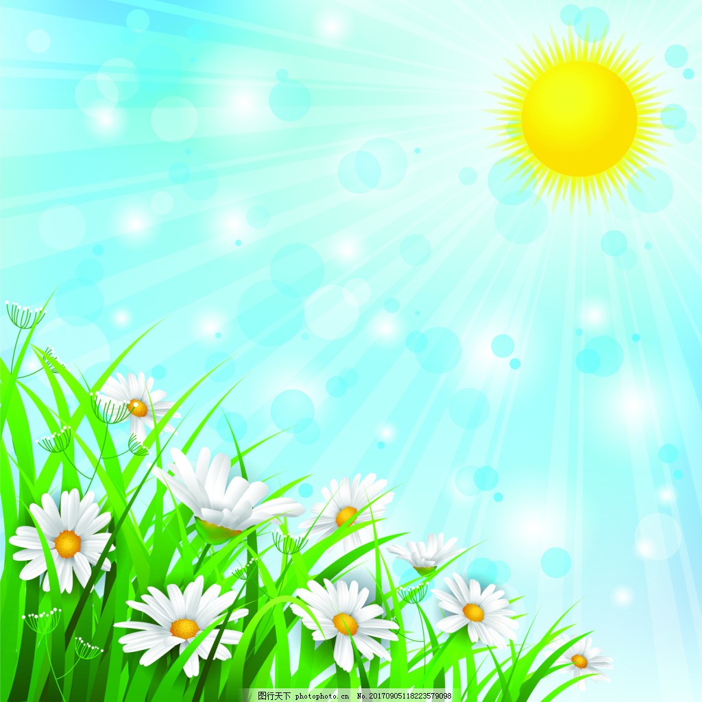 白色小花背景和春天风景矢量素材图片 广告背景 底纹边框 图行天下素材网