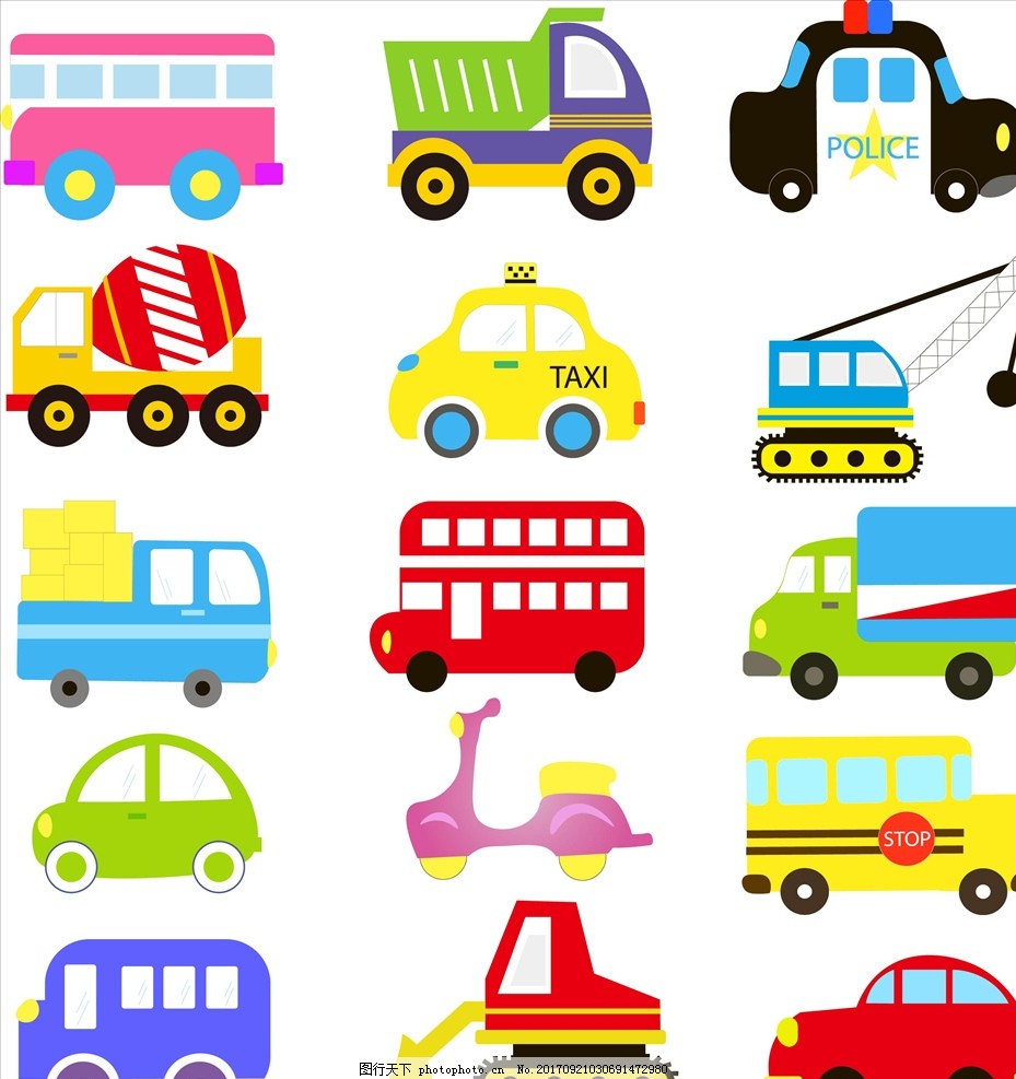 卡通汽车交通工具矢量图下载图片 服装设计 广告设计 图行天下素材网