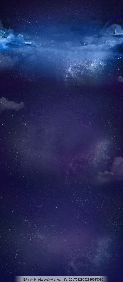蓝色背景夜空中秋节背景图片_背景素材_PSD分层-图行天下素材网